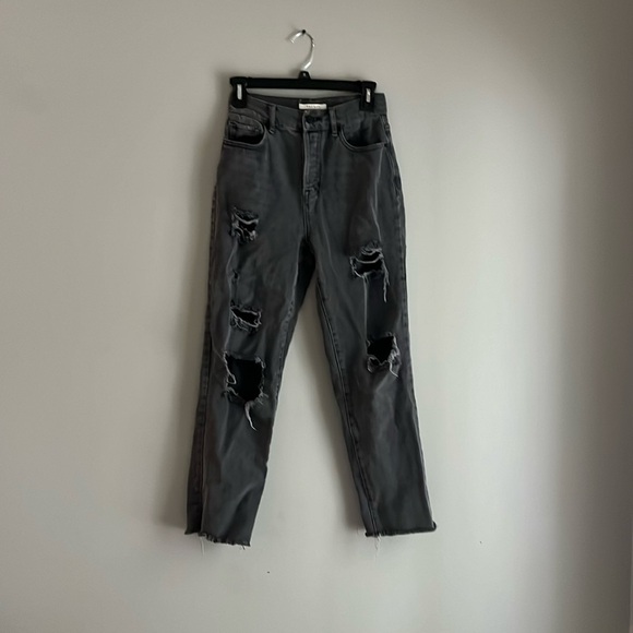 Pacsun high rise straight leg black jeans with holes size 24 - Picture 3 of 7